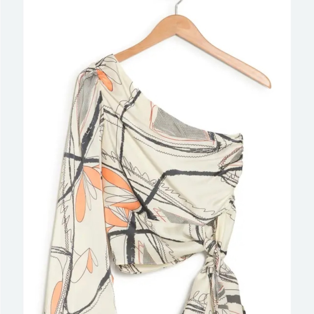 NWOT - Lush Abstract Asymmetrical Off-Shoulder Top